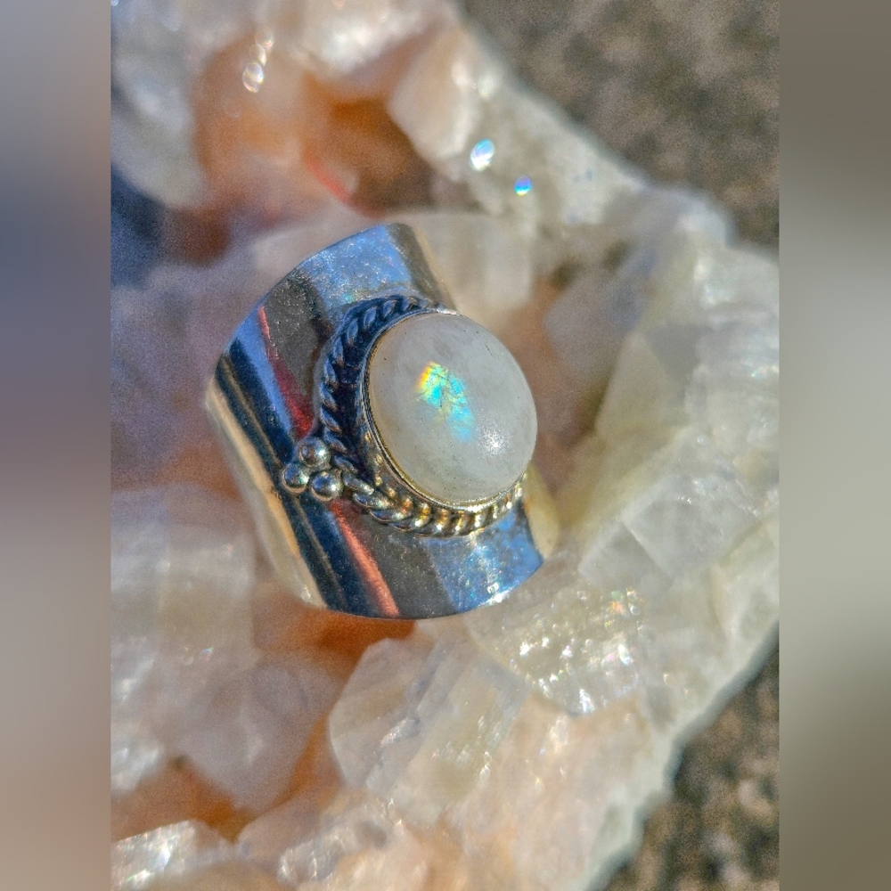 925 Sterling Silver Moonstone Band Handmade Ring